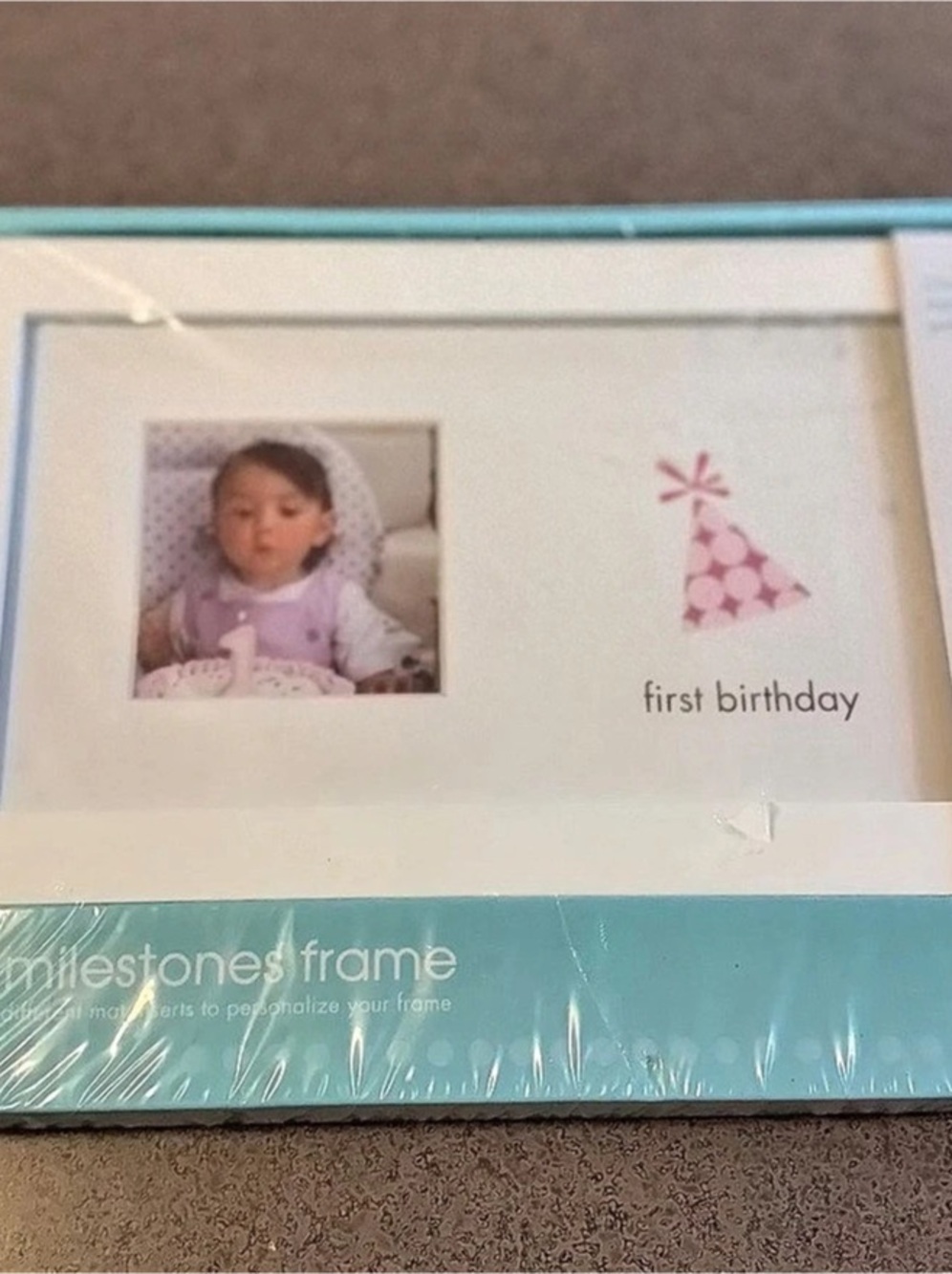 First Milestones Frame Blue & White